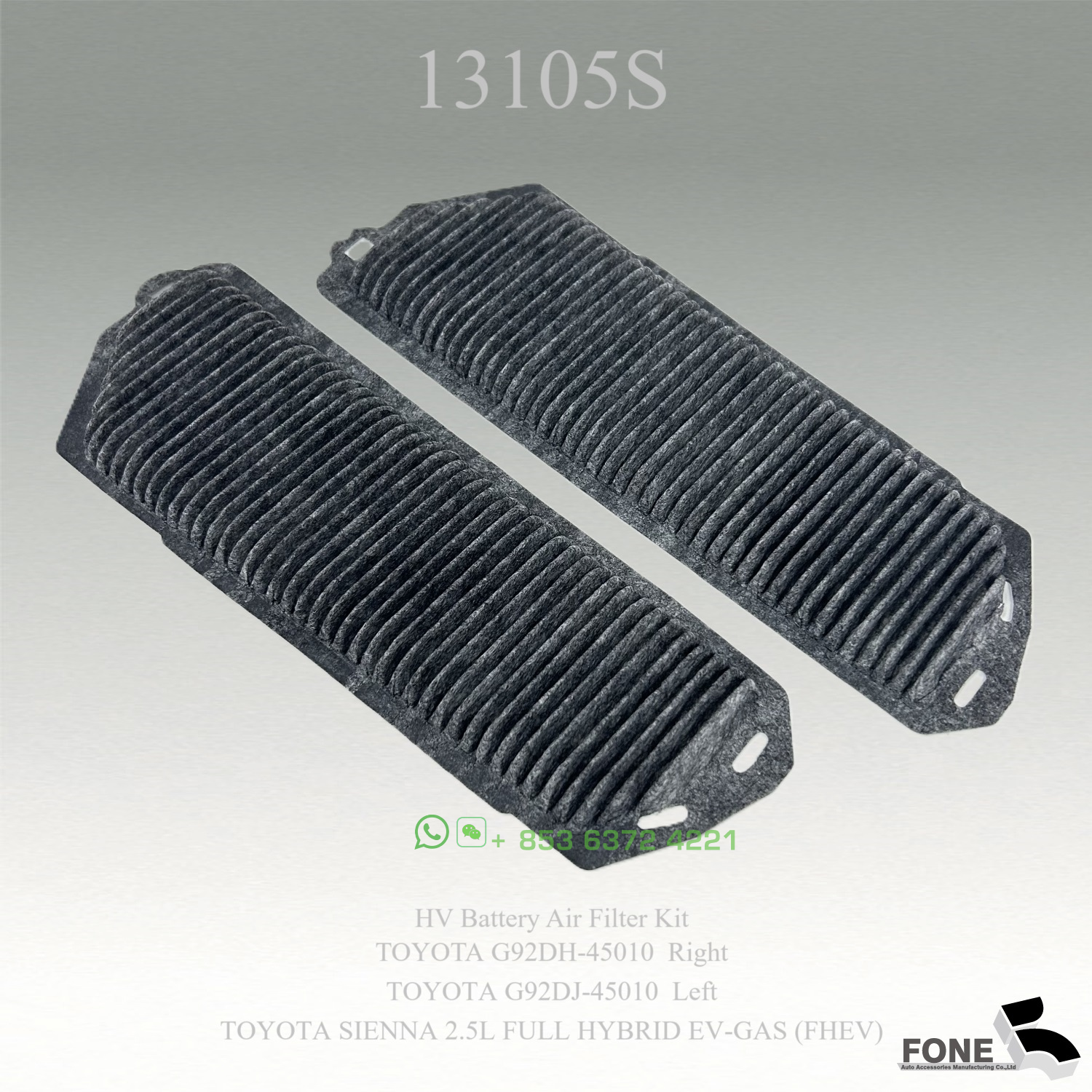 13105S HV Battery Air Filter Kit FOR TOYOTA
