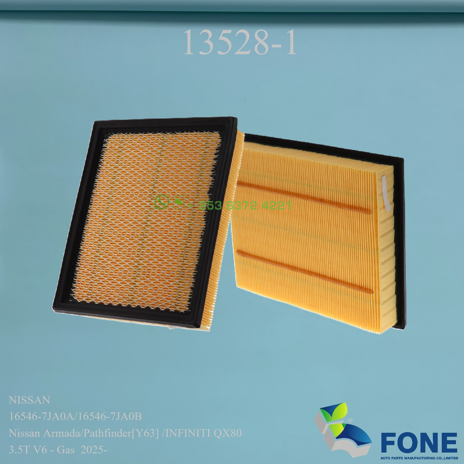 13528-1 AIR FILTER FOR NISSAN Y63
MAHLE (KNECHT/MAHLE)	LX5468
NISSAN	16546-7JA0B
NISSAN	16546-7JA0A
