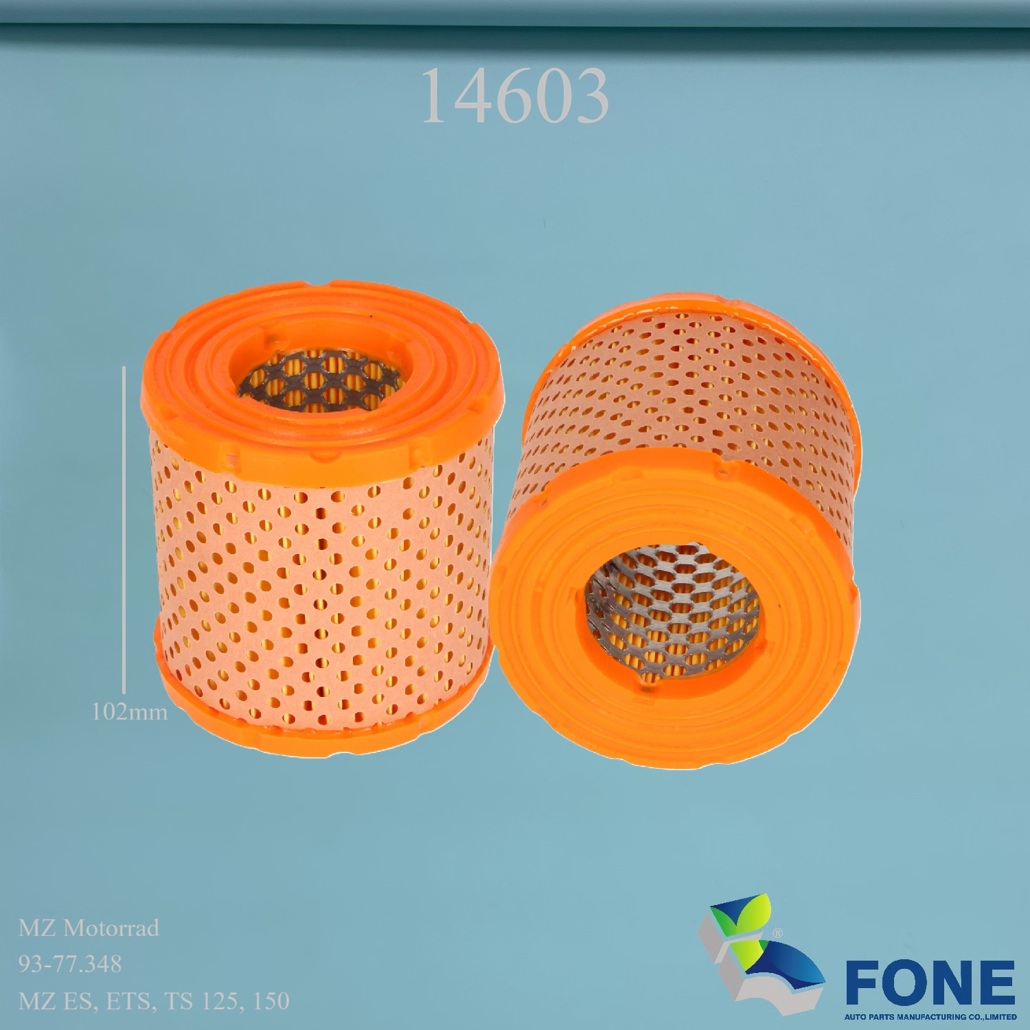 14603 AIR FILTER FOR MZ Motorrad
MZ Motorrad	93-77.348
MZ Motorrad	MZ5575
Air Filter for MZ ES, ETS, TS 125, 150