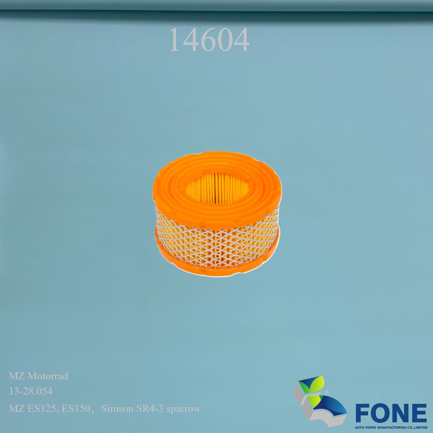 14604 AIR FILTER FOR MZ Motorrad
MZ Motorrad	13-28.054
MZA	33600-00M
SIMSON	#00913
for Simson SR4-3 sparrow - for MZ ES125, ES150