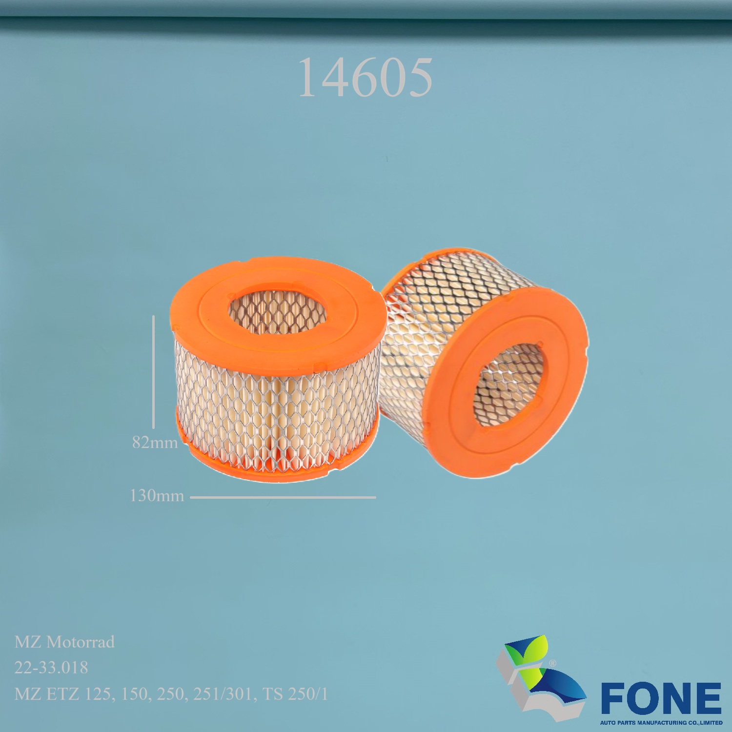 14605 AIR FILTER FOR MZ Motorrad
MZ Motorrad	22-33.018
MZ ETZ 125, 150, 250, 251/301, TS 250/1
