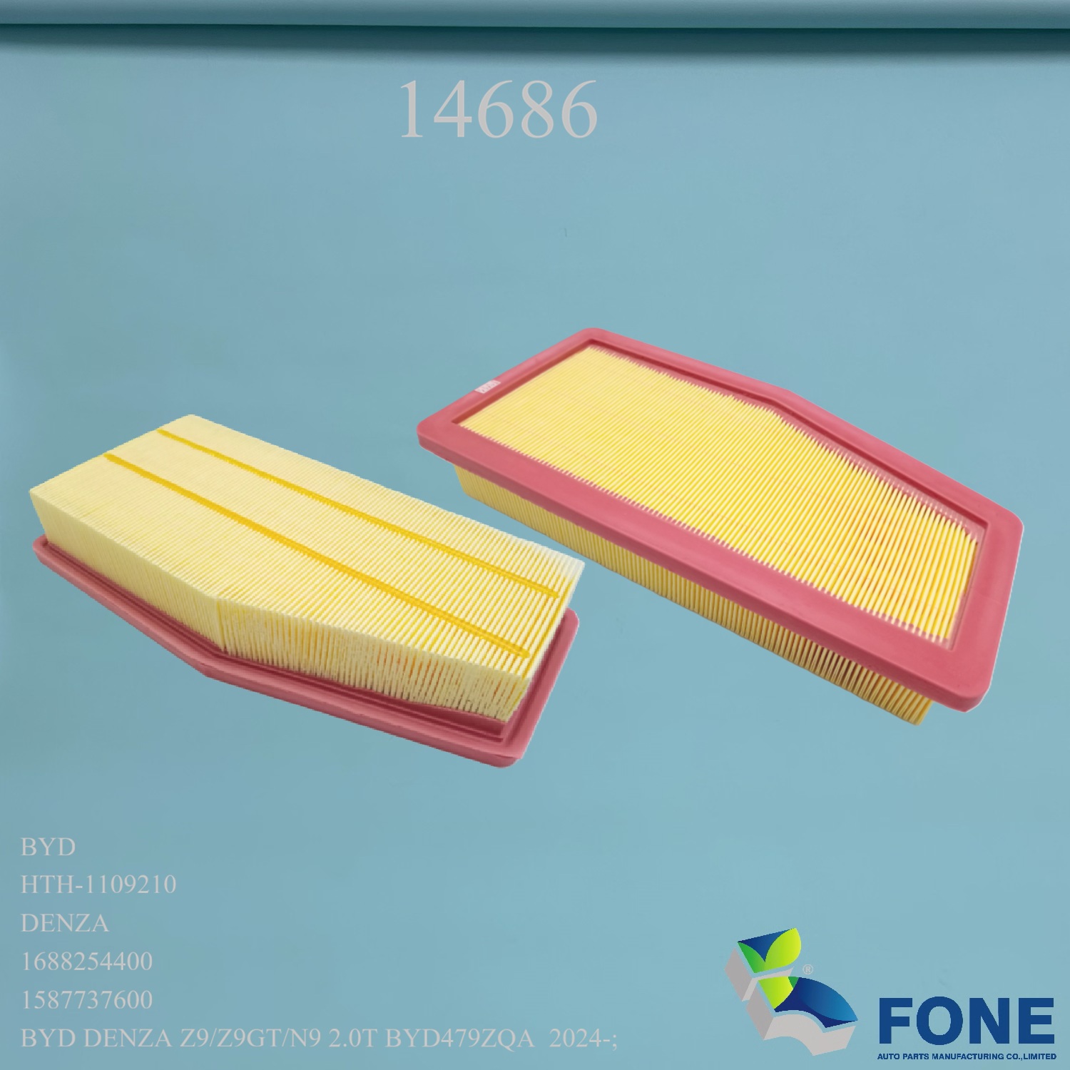 14686 AIR FILTER FOR BYD DENZA
BYD	HTH-1109210
DENZA	1688254400
DENZA	16882544-00
DENZA	1587737600
