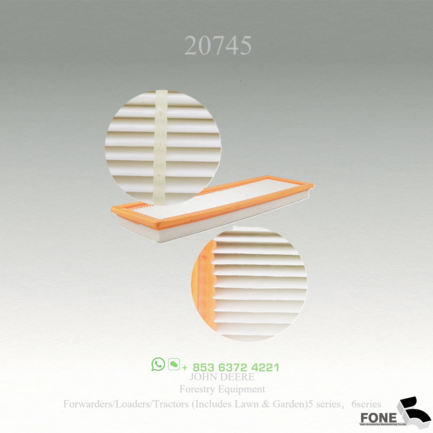 20745 CABIN AIR FILTER FOR JOHN DEERE TIMBERJACK