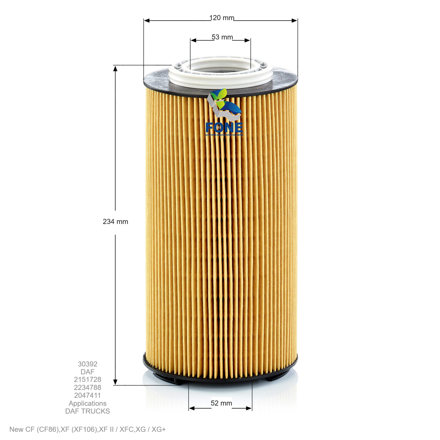 30392 OIL FILTER FOR DAF PACCAR-FONE Auto Parts Manufacturing Co.,Ltd