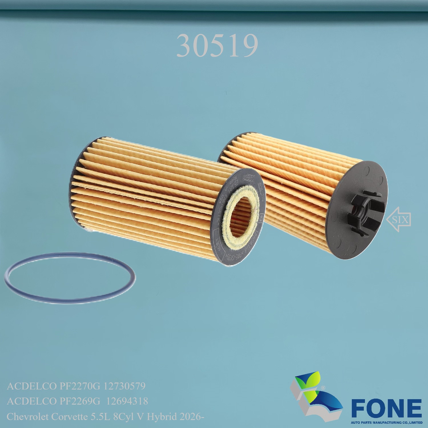 30519 OIL FILTER ELEMENT FOR Corvette Z06
5001-789340	
CTK90018XL	
12730579	PF2270G
12694318	PF2269G
E532H	
PG90018EX	
