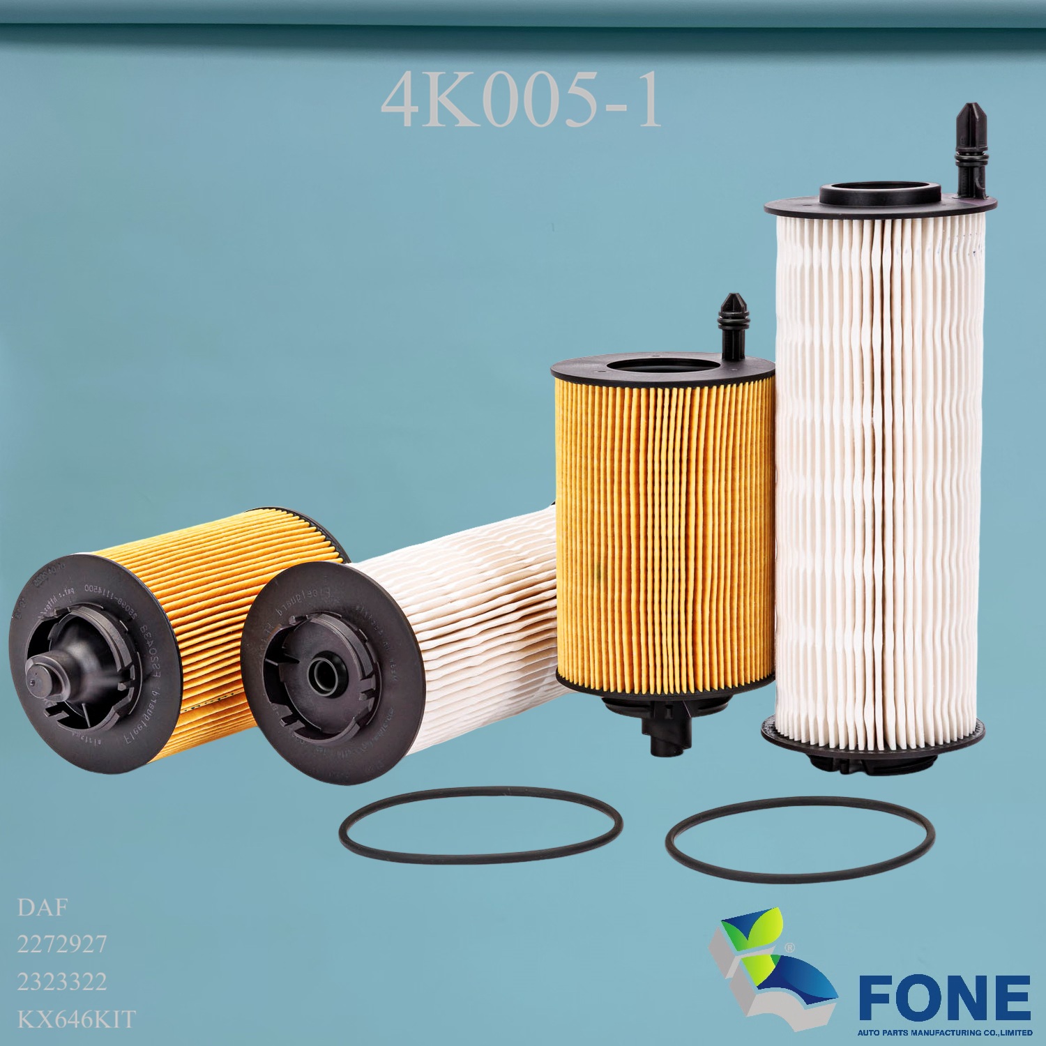 4K005-1 Filter Kit for Paccar Engine MX-11 EPA21
MANN-HUMMEL	PU9039-2z
MANN-HUMMEL	PU9031z+PU9037z
DAF	2272927
DAF	2323322
MAHLE	KX646KIT
MAHLE	KX556/32+KX557/11
FLEETGUARD	FK11024
HENGST	E526KPD777-2
SF-FILTER	SK49031-SET
