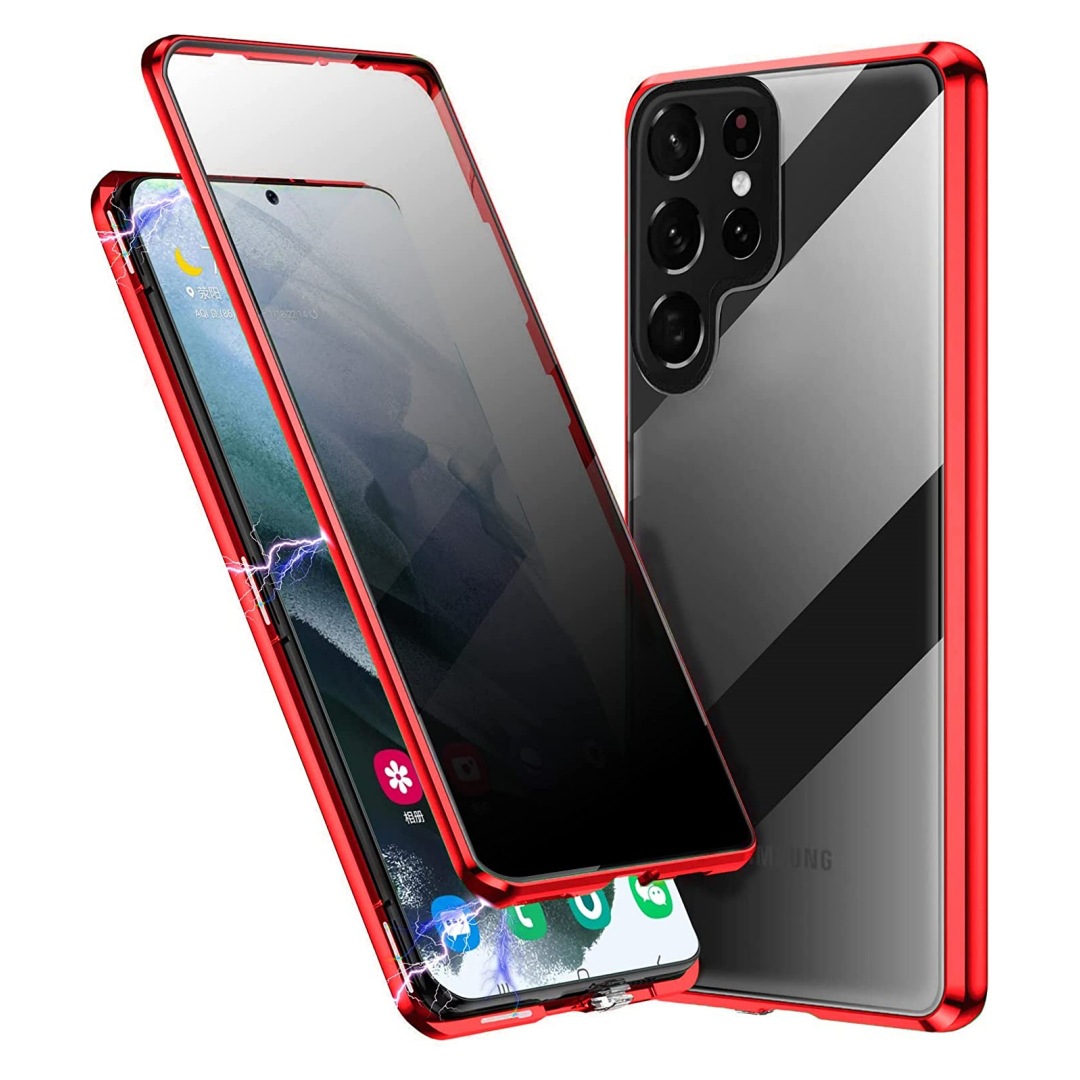 Anti-peeping 360° protection magnetic tempered glass case for Samsung