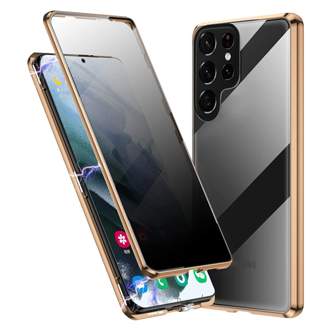 Anti-peeping 360° protection magnetic tempered glass case for Samsung