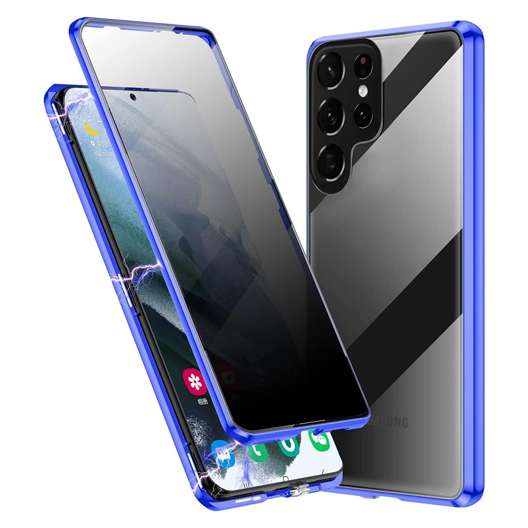 Anti-peeping 360° protection magnetic tempered glass case for Samsung