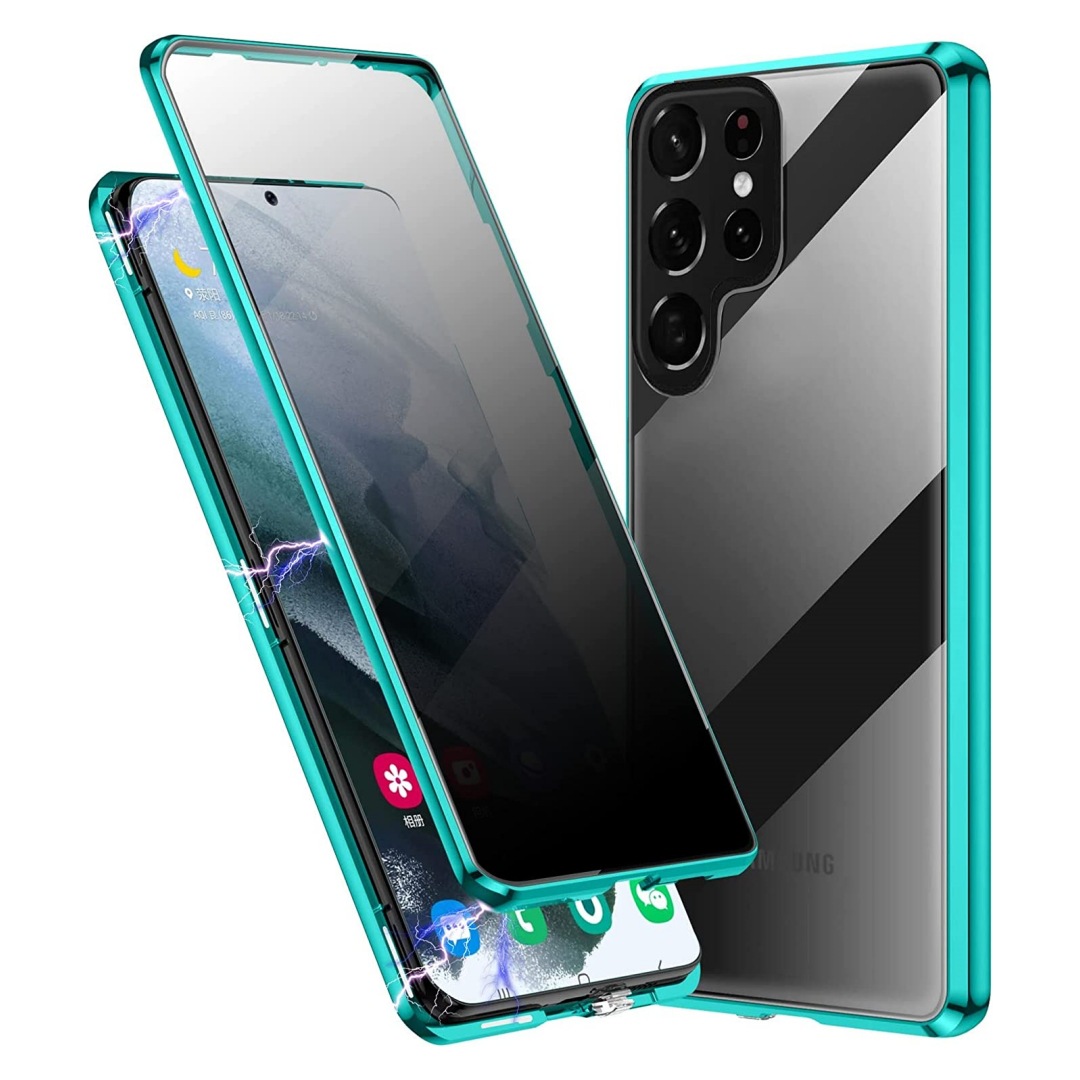Anti-peeping 360° protection magnetic tempered glass case for Samsung