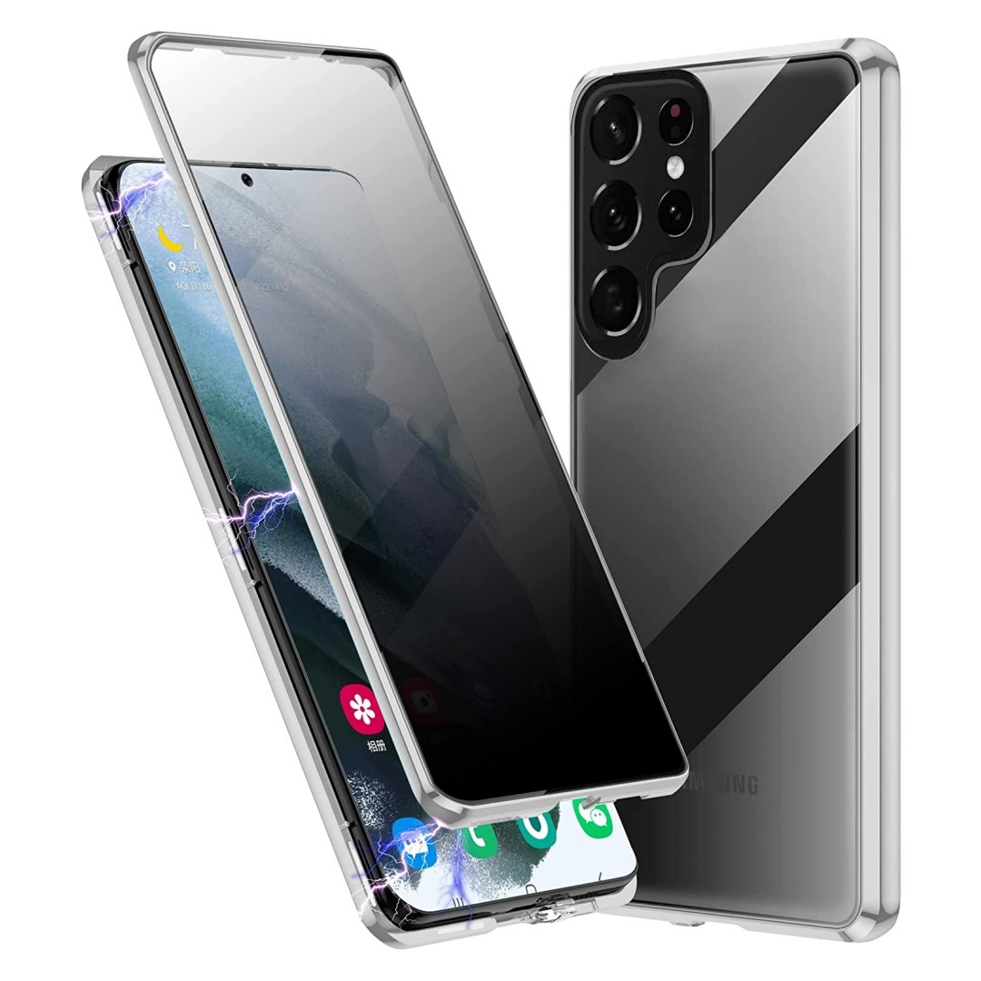 Anti-peeping 360° protection magnetic tempered glass case for Samsung