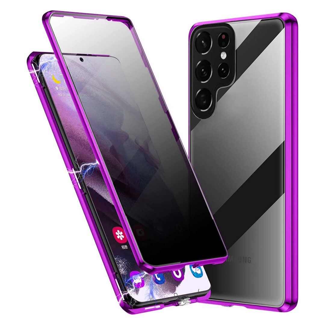 Anti-peeping 360° protection magnetic tempered glass case for Samsung