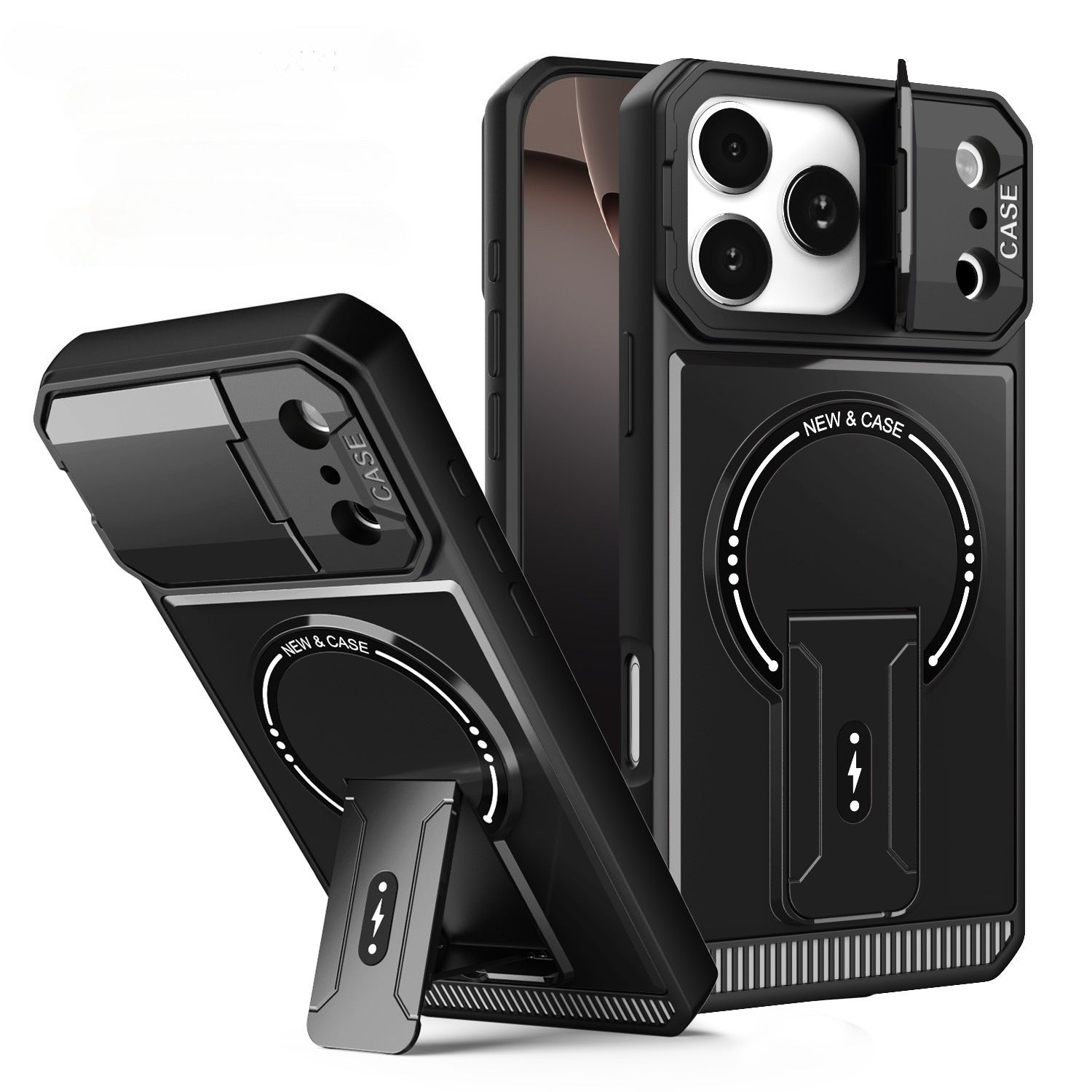 Armor magnetic bracket full-cover lens case For  iPhone