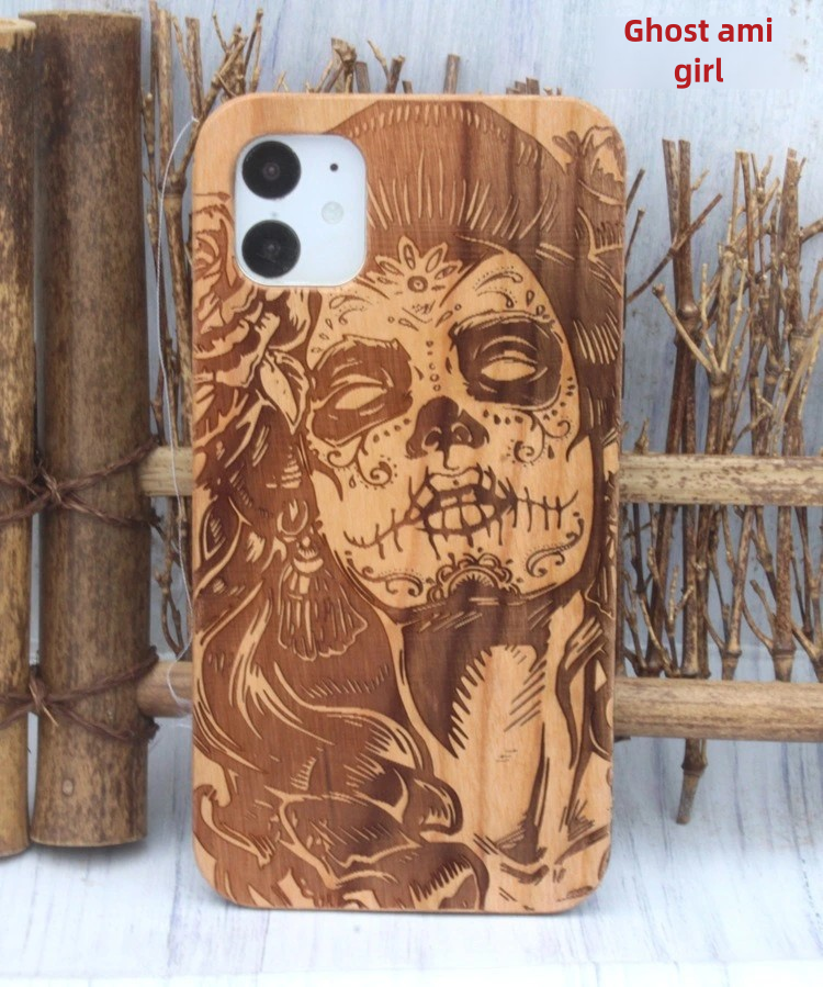feature cherry wood laser engraving case for iphone