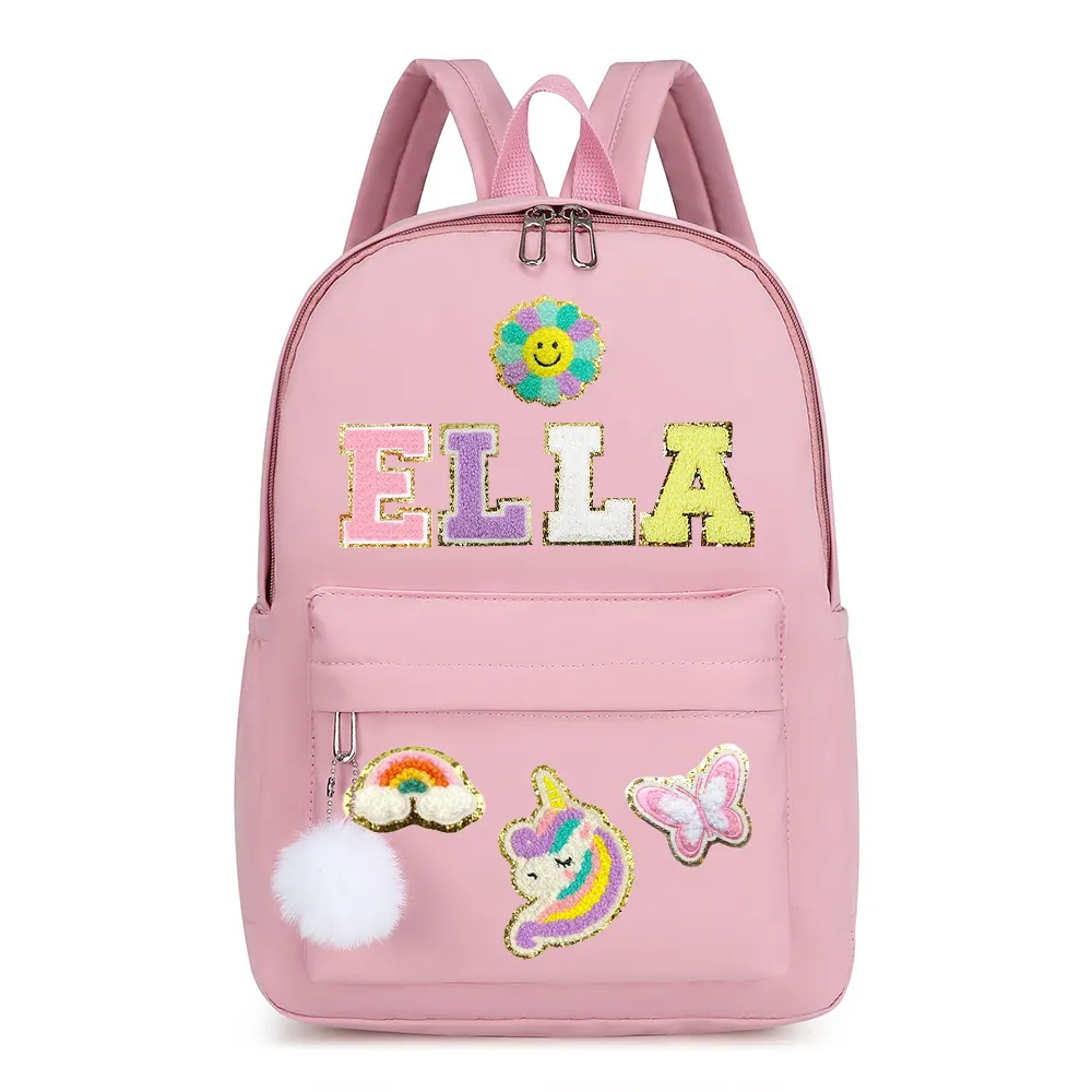 Personalized Chenille Letters Patch Kids School Backpack