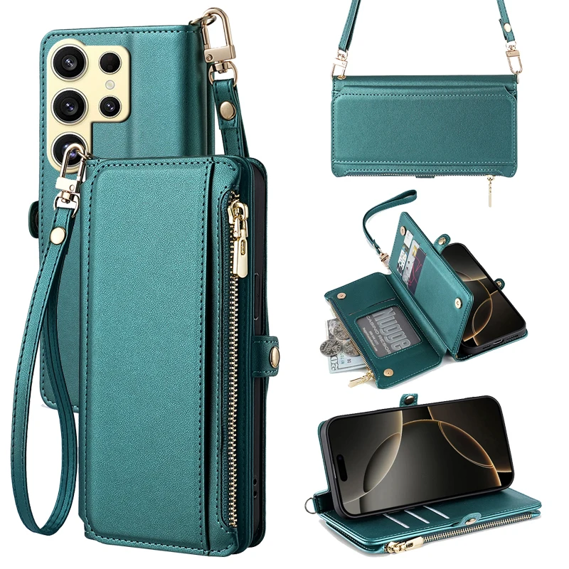 crossbody flip wallet case For Samsung
