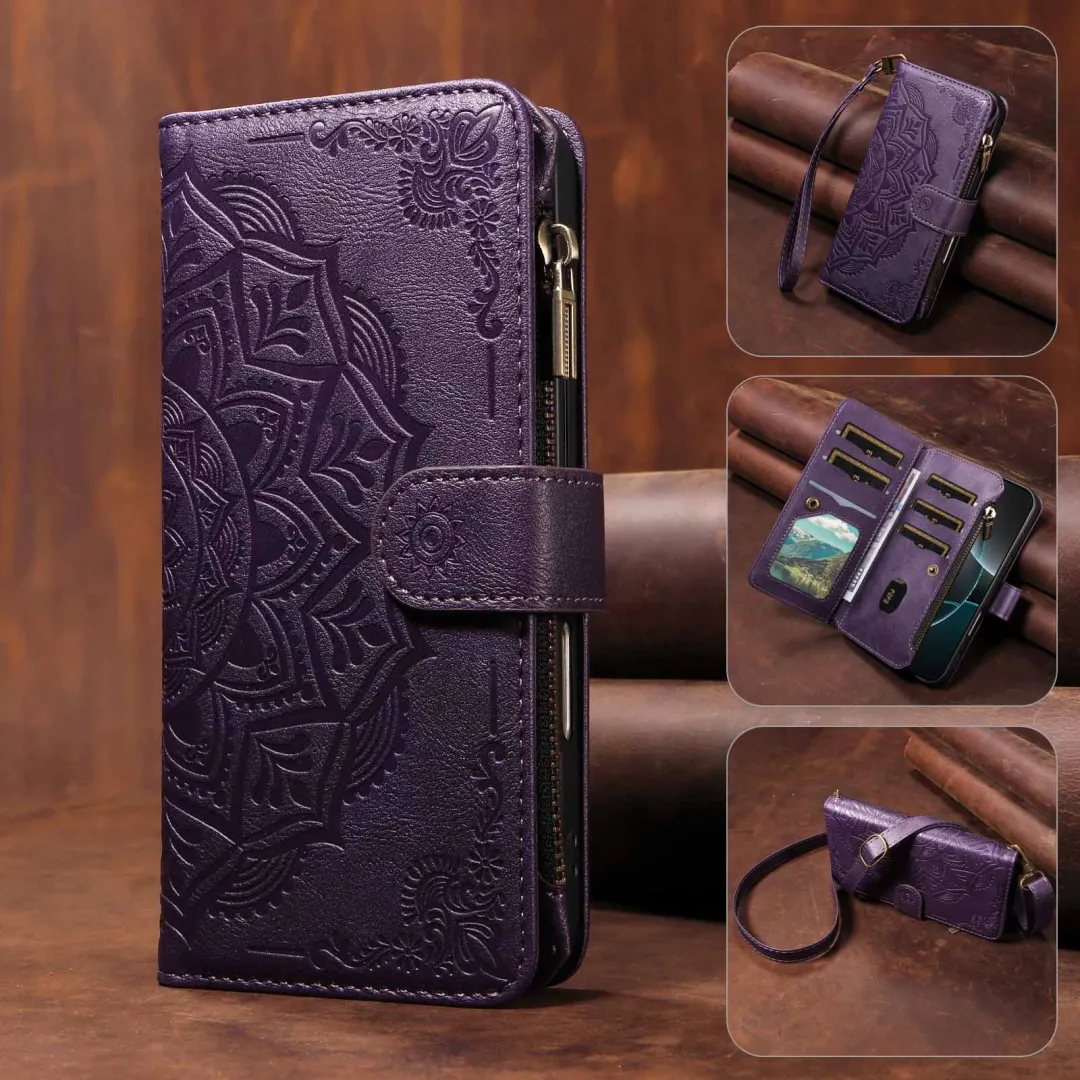 RFID Mandala Pattern 9-Card Crossbody Wallet Case for Samsung