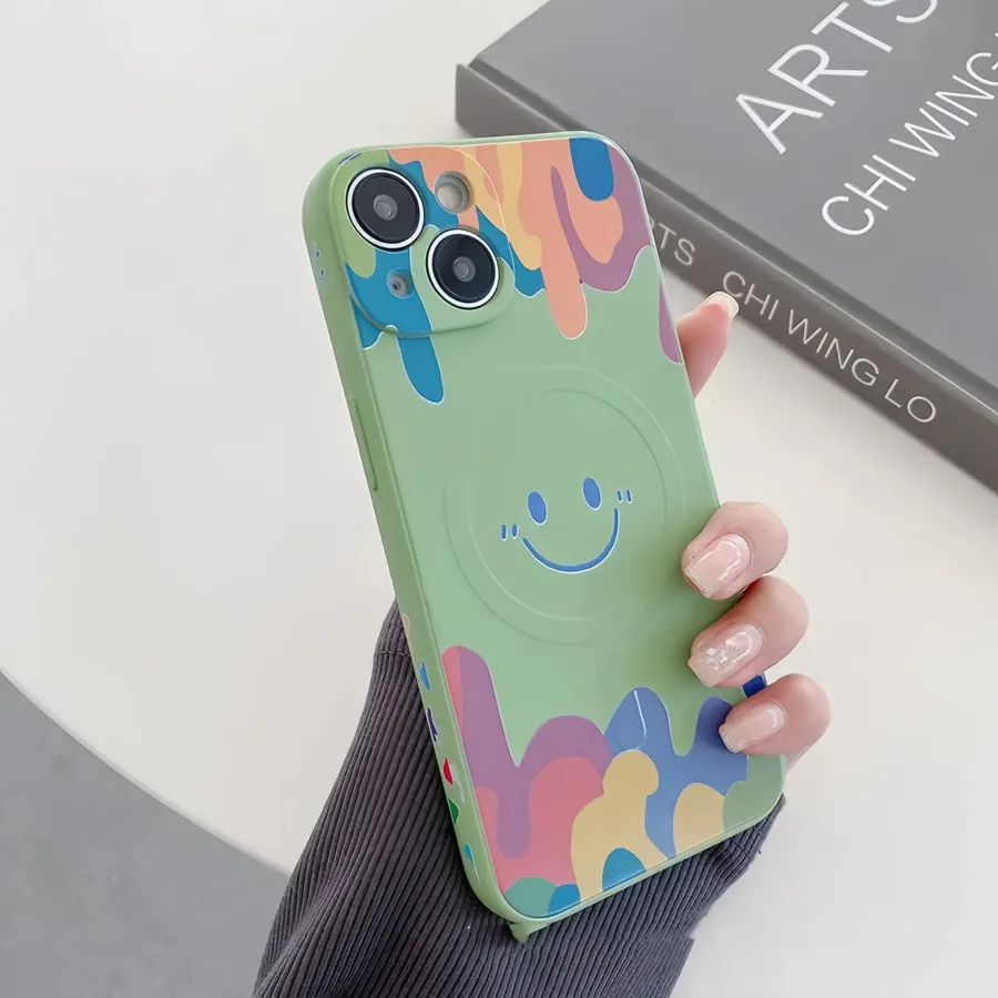 Graffiti smiley face silicone magnetic case for Samsung