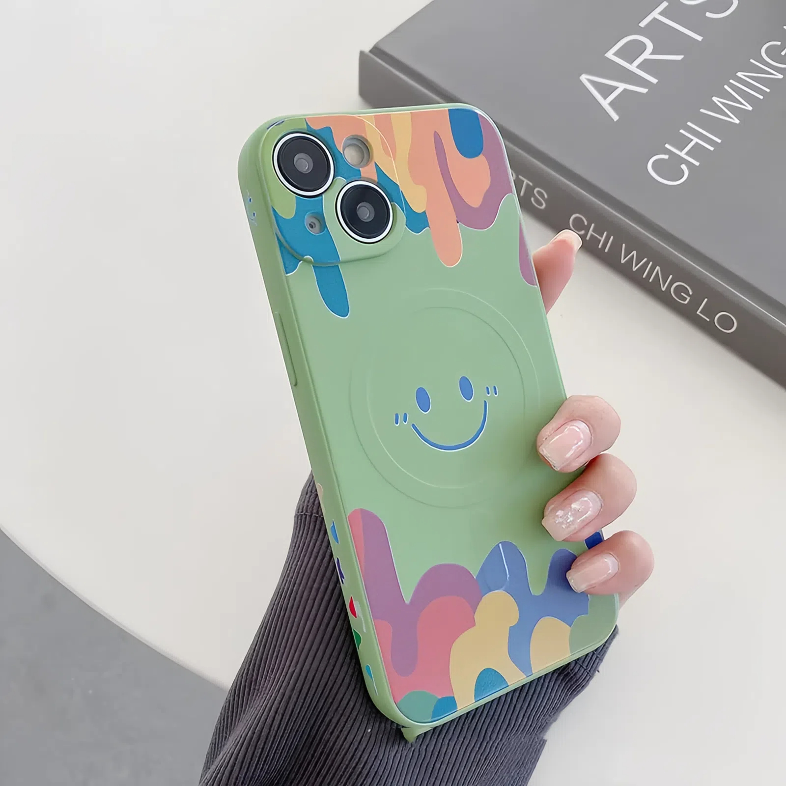 Magsafe magnetic graffiti smiley face silicone case for iPhone