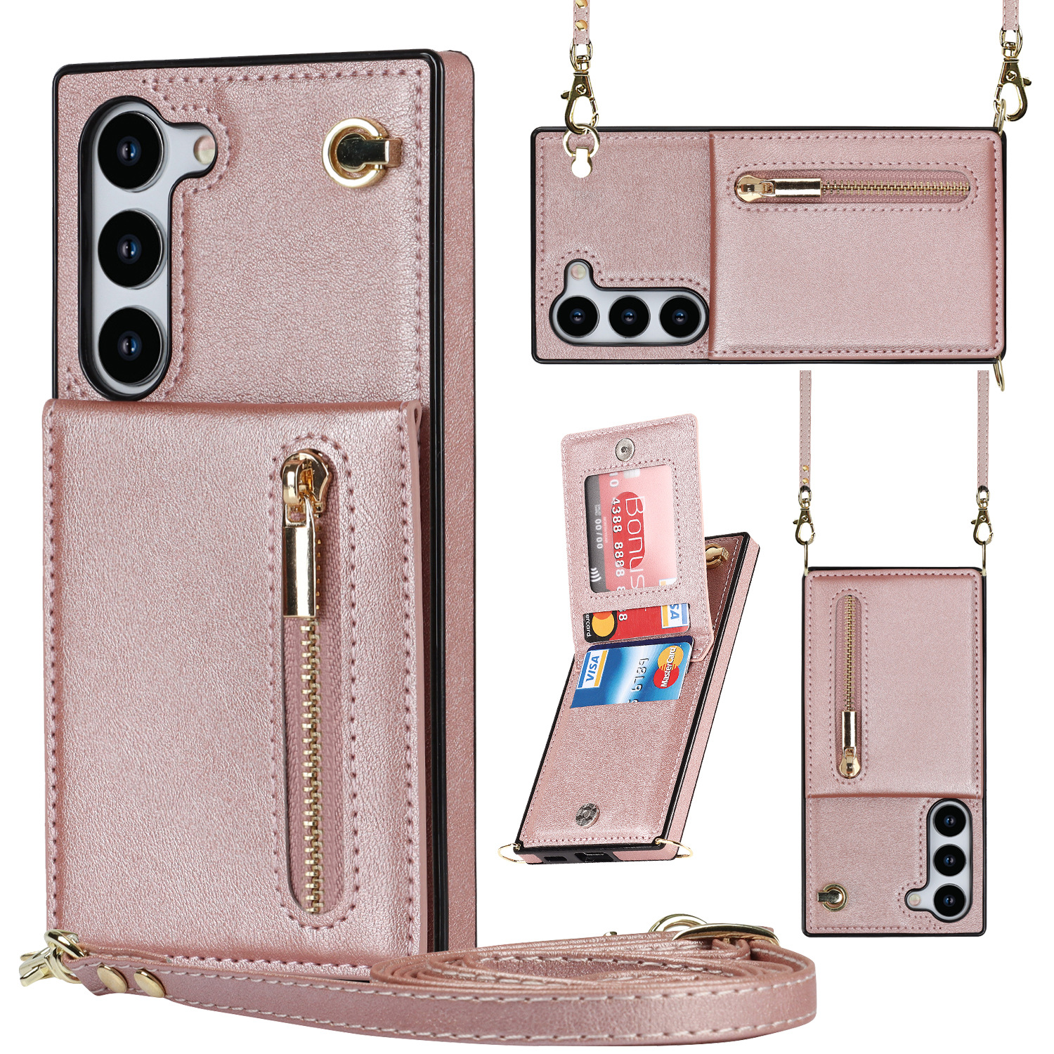 CrossBody Zipper Wallet Case For Samsung