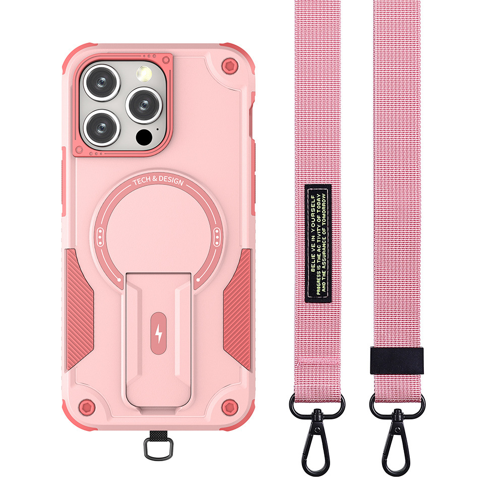 Outdoor Sports Long Strap Crossbody Magnetic Bracket Case for iPhone