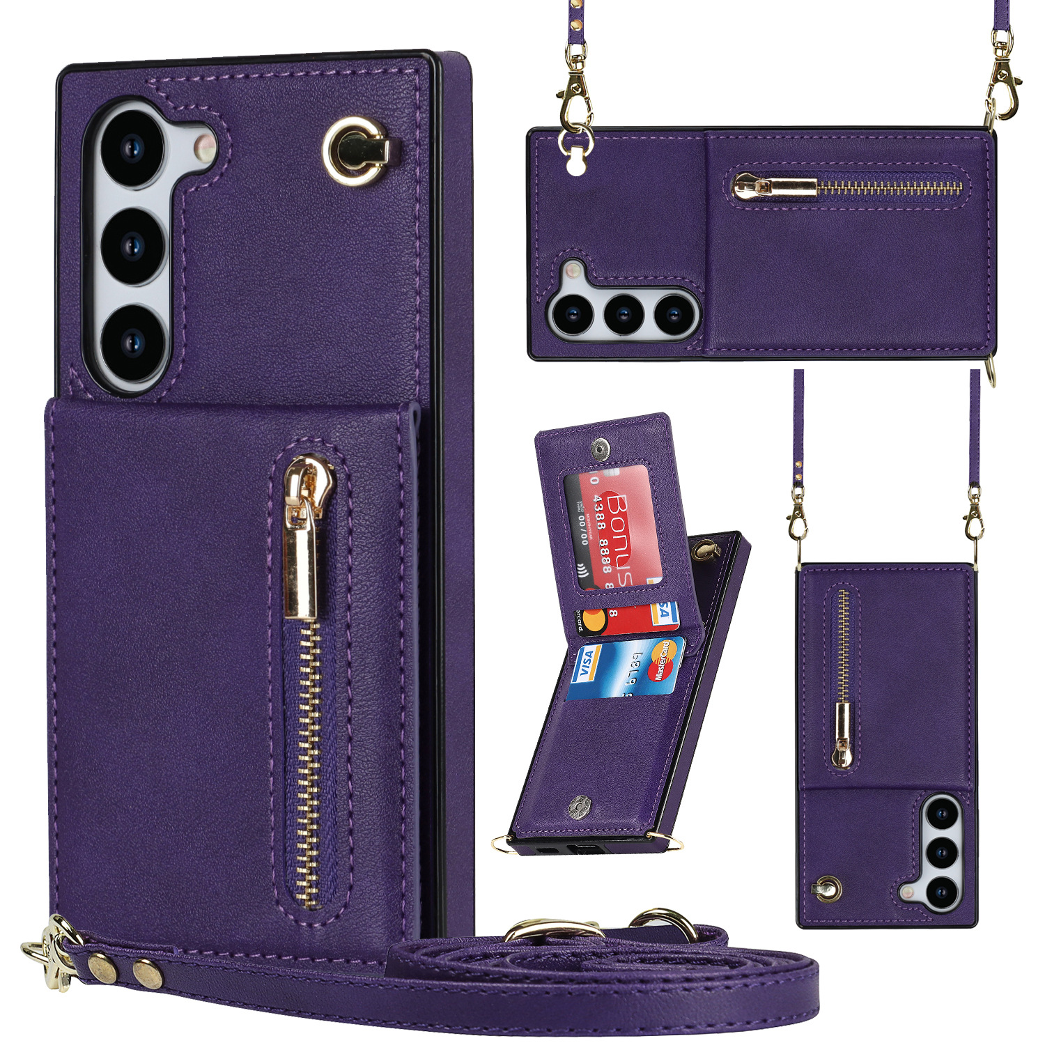 CrossBody Zipper Wallet Case For Samsung