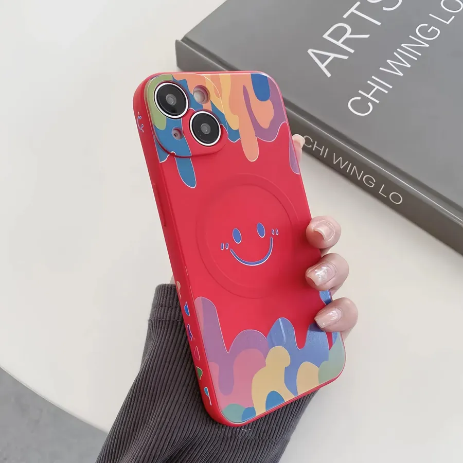 Graffiti smiley face silicone magnetic case for Samsung