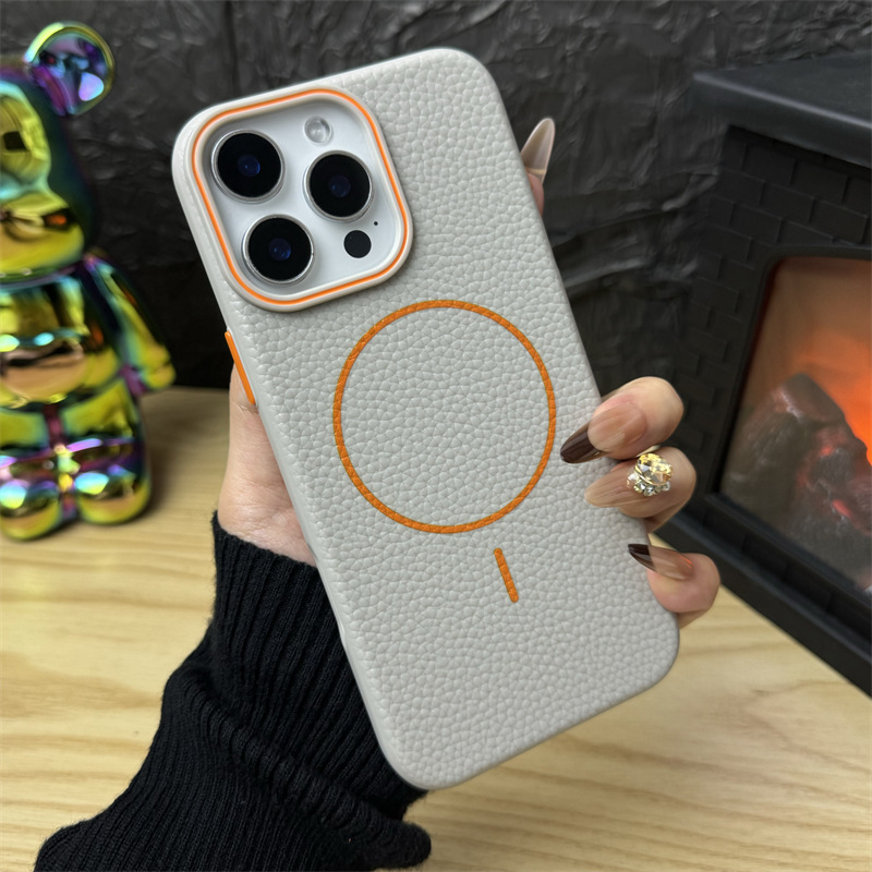 Magsafe Magnetic Business Leather Grain Case For iPhone