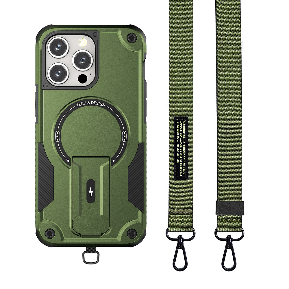 Outdoor Sports Long Strap Crossbody Magnetic Bracket Case for iPhone