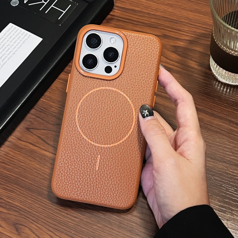 Magsafe Magnetic Business Leather Grain Case For iPhone