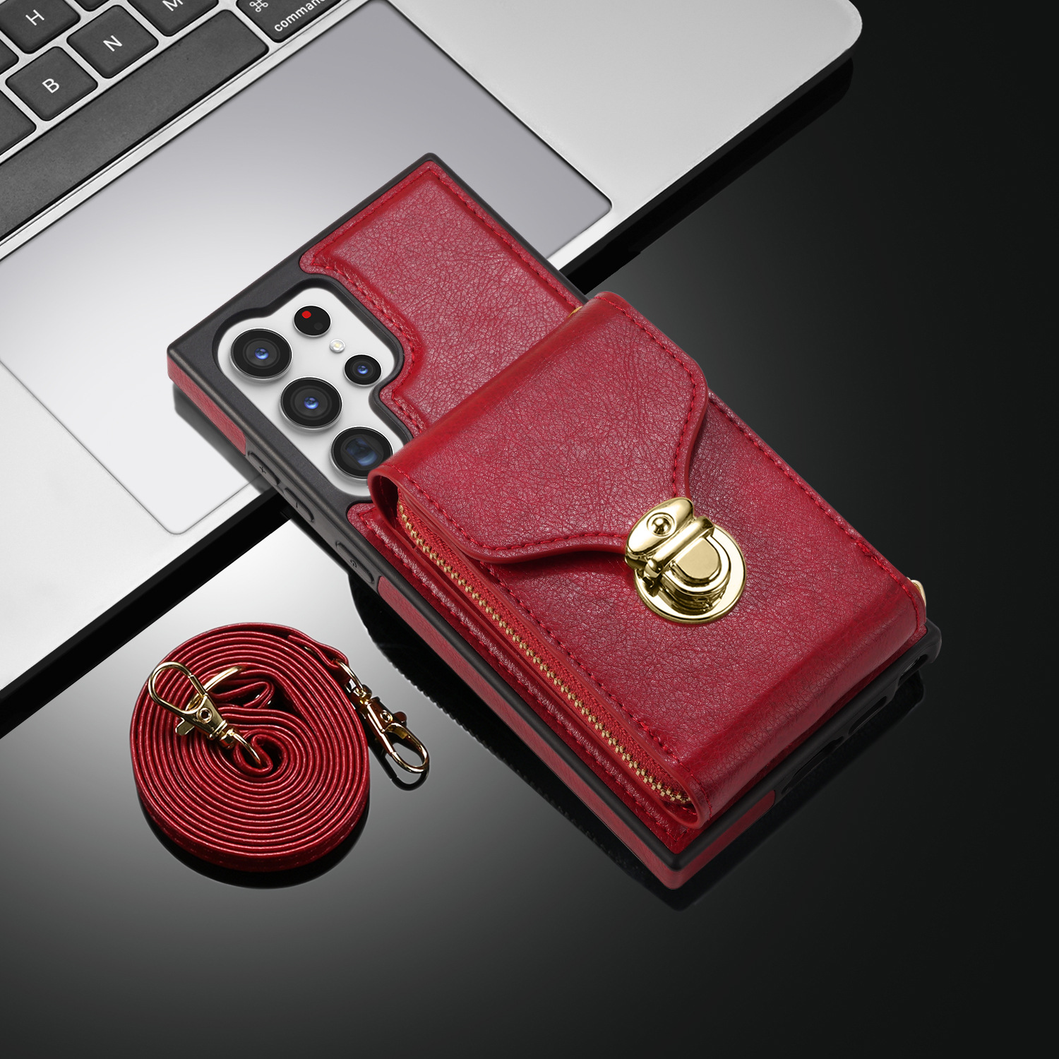 Multifunctional Crossbody Card Wallet Leather Case For Samsung