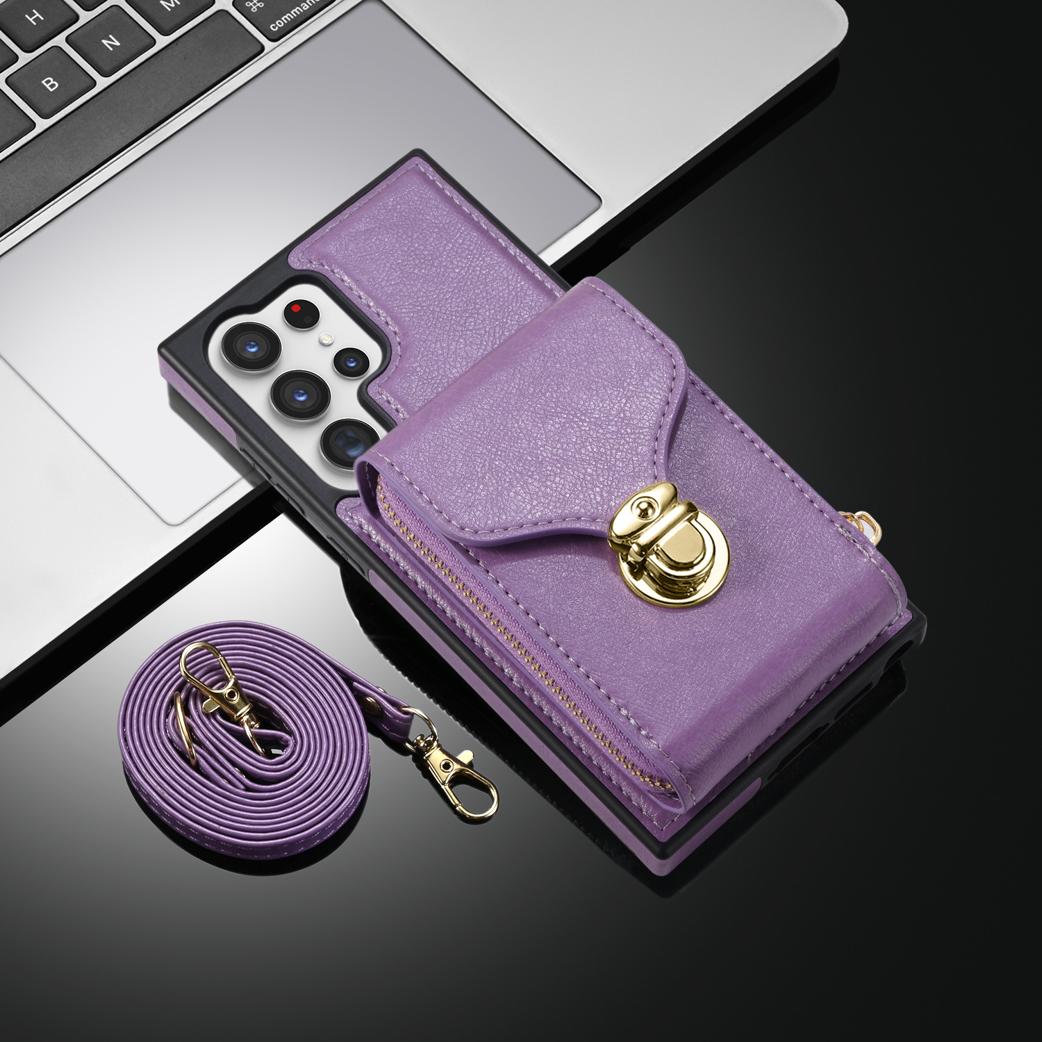 Multifunctional Crossbody Card Wallet Leather Case For Samsung