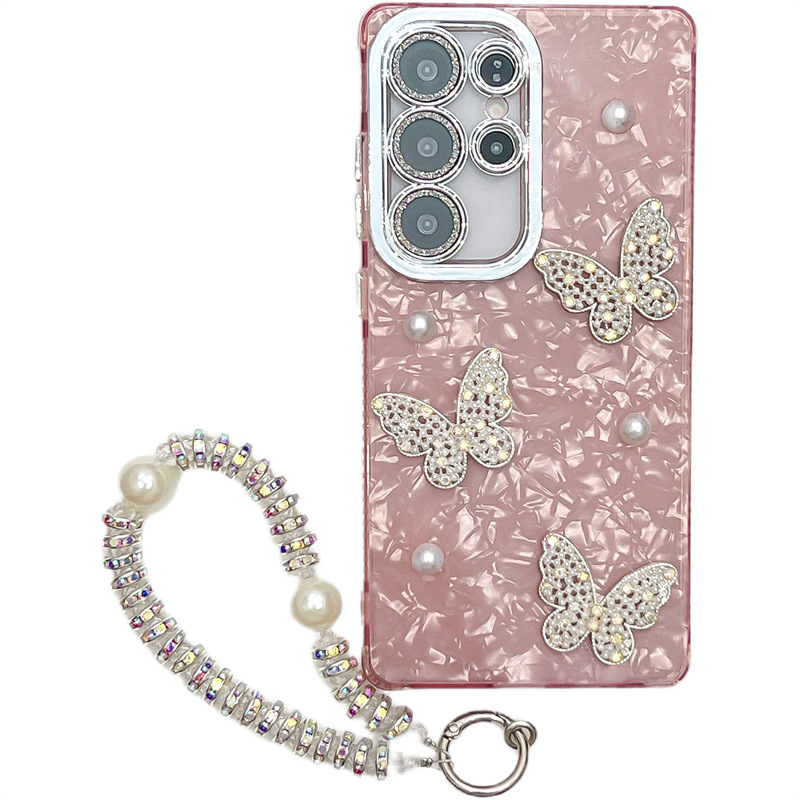 3D Pearl Butterfly Electroplating  Case For Samsung