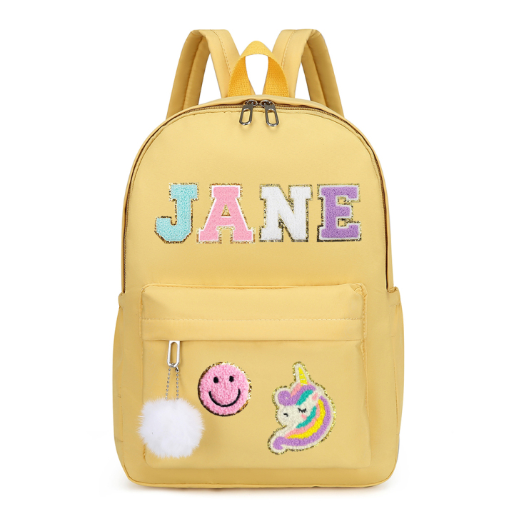Personalized Chenille Letters Patch Kids School Backpack