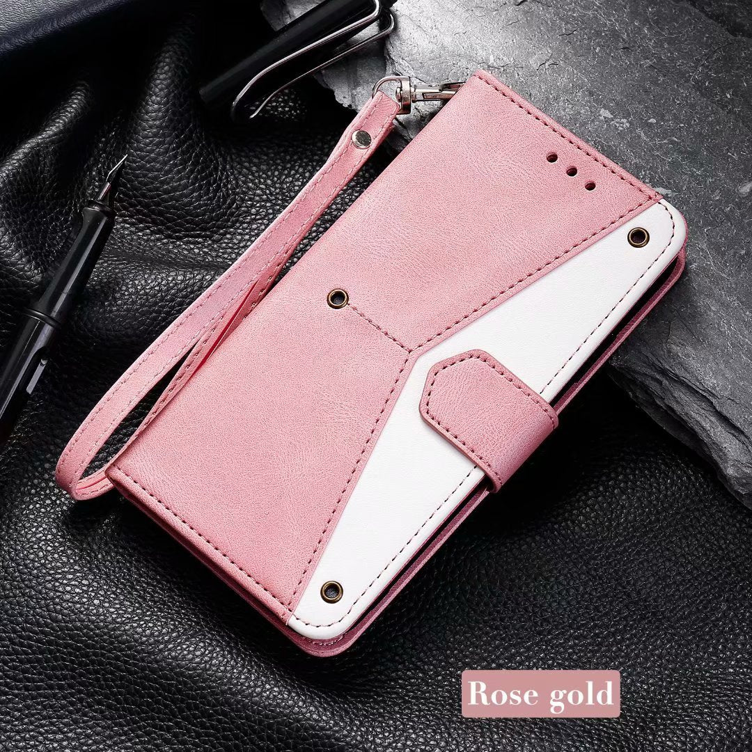 Fashionable rivet stitching  flip leather wallet case for iphone