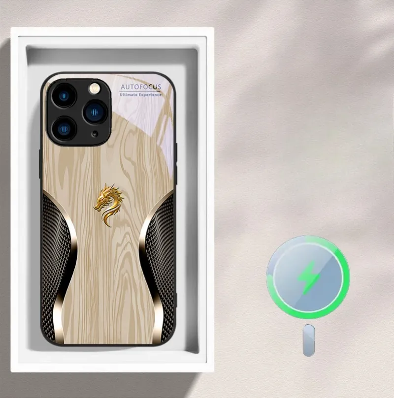 Magsafe Dragon Spirit Wood Grain Case For iPhone