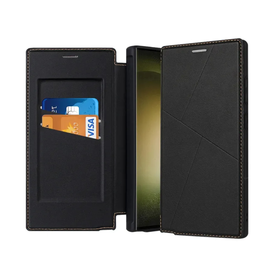 all-inclusive magnetic card slot flip leather case for Samsung