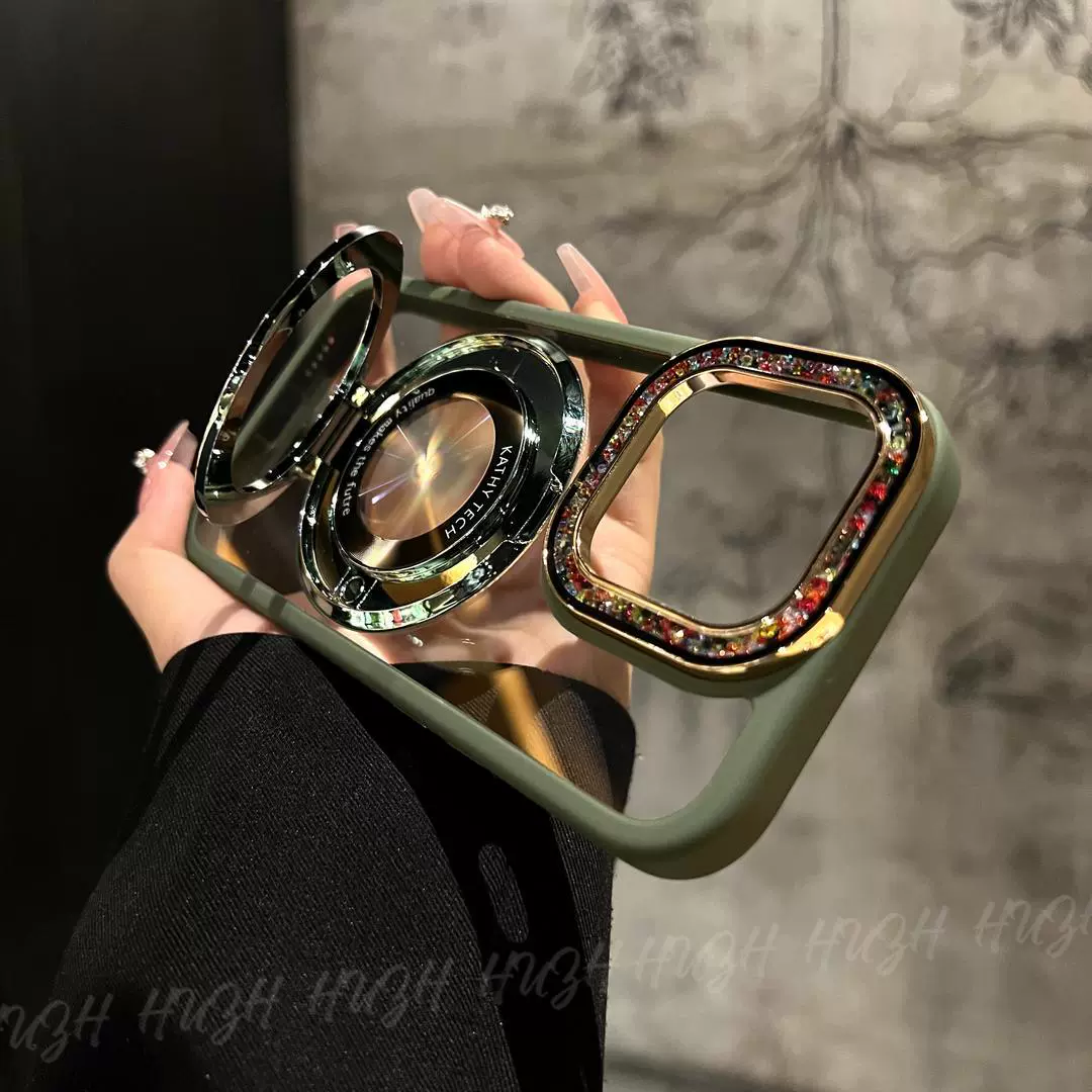 Luxury Plating Flash Glitter Mirror Holder Phone Case For iPhone