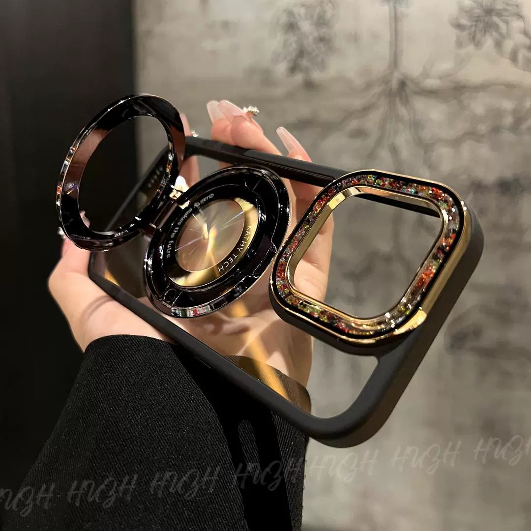 Luxury Plating Flash Glitter Mirror Holder Phone Case For iPhone