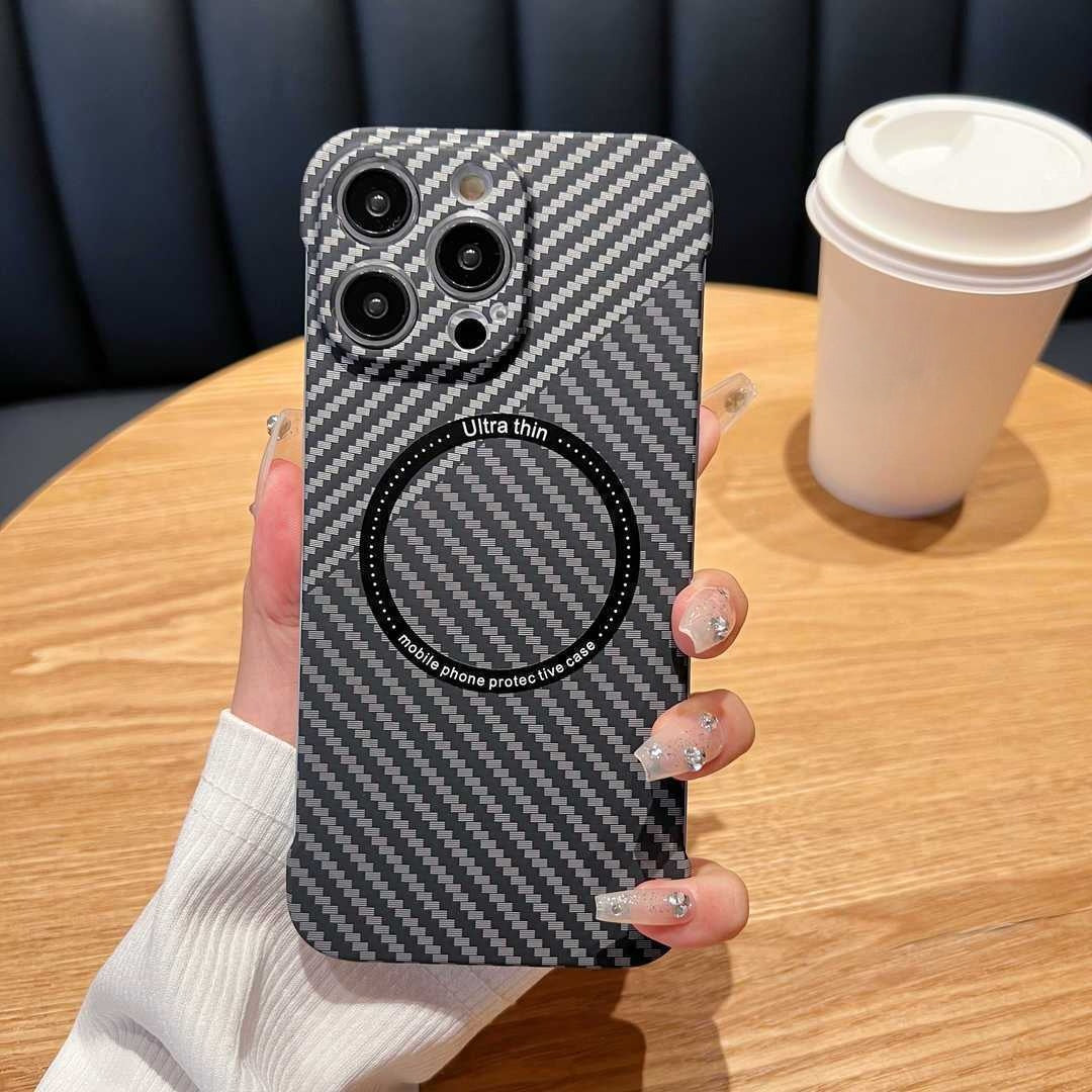 Magsafe Magnetic frameless carbon fiber half-pack case For iPhone