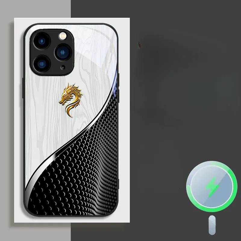 Magsafe Dragon Spirit Wood Grain Case For iPhone