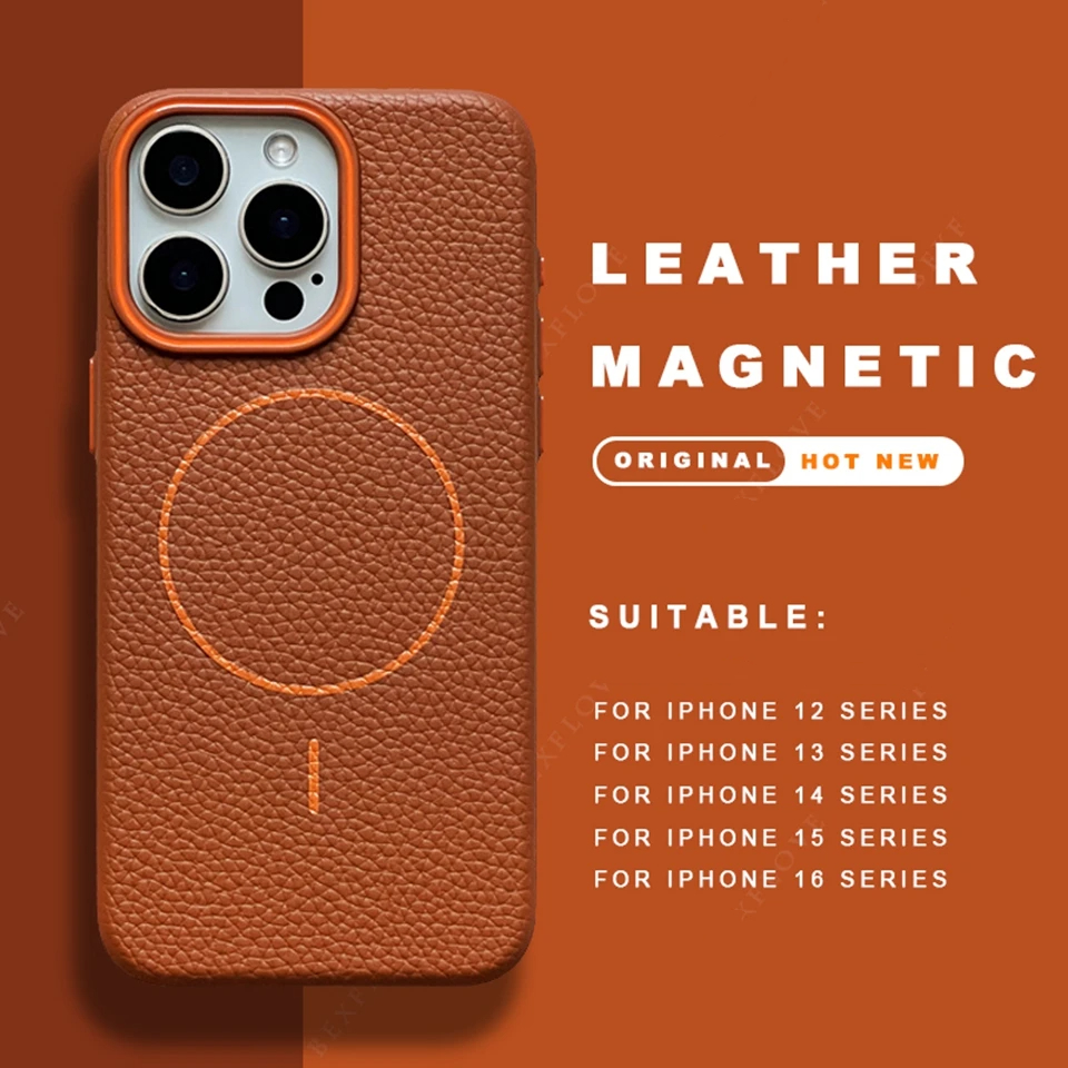 Magsafe Magnetic Business Leather Grain Case For iPhone