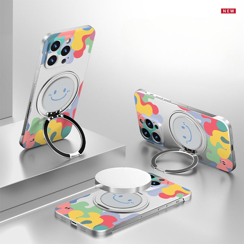 Ultra-thin borderless magnetic bracket case for iPhone