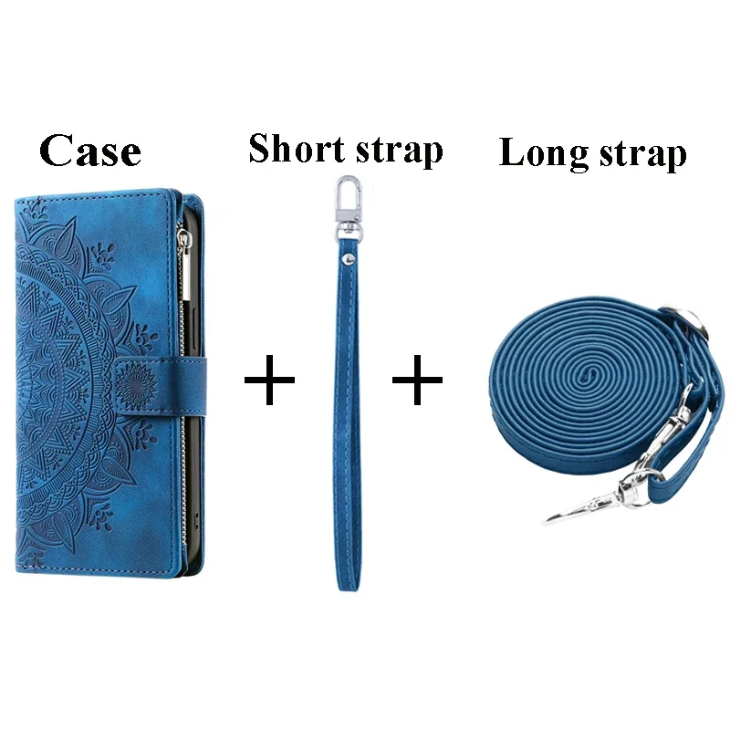 Embossing  Leather Flip Wallet Case For Samsung