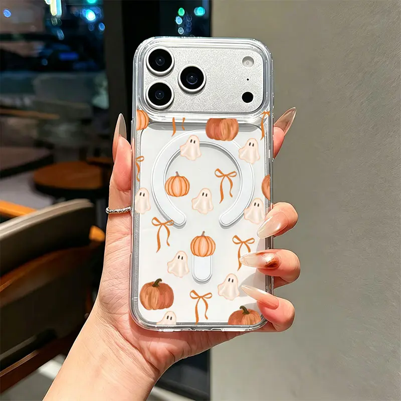 Cute Ghost Pumpkin Bow Magnetic Case For iPhone