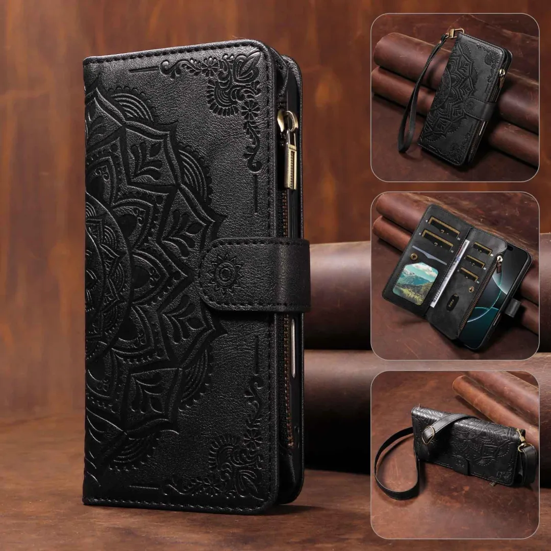 RFID Mandala Pattern 9-Card Crossbody Wallet Case for Samsung