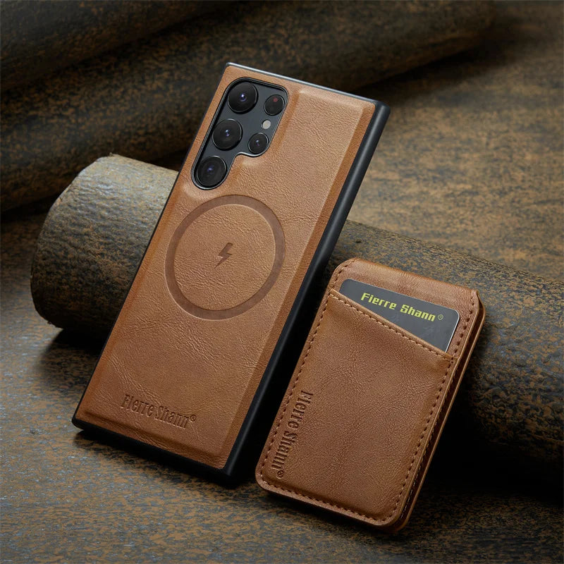 2 In 1 Magsafe Magnetic Leather Flip Wallet  Case for Samsung