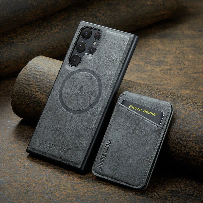 2 In 1 Magsafe Magnetic Leather Flip Wallet  Case for Samsung