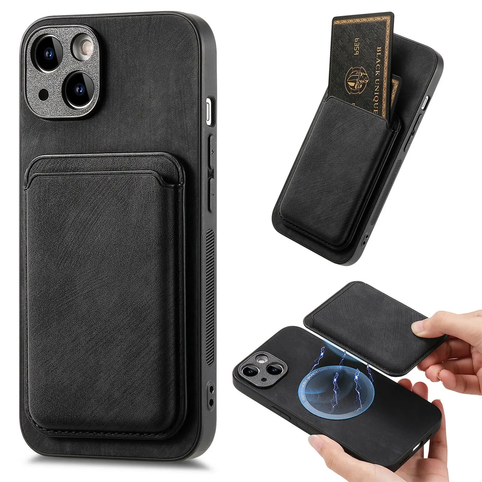 2 in 1 Detachable Magnetic Cards Solt Leather Case For iPhone