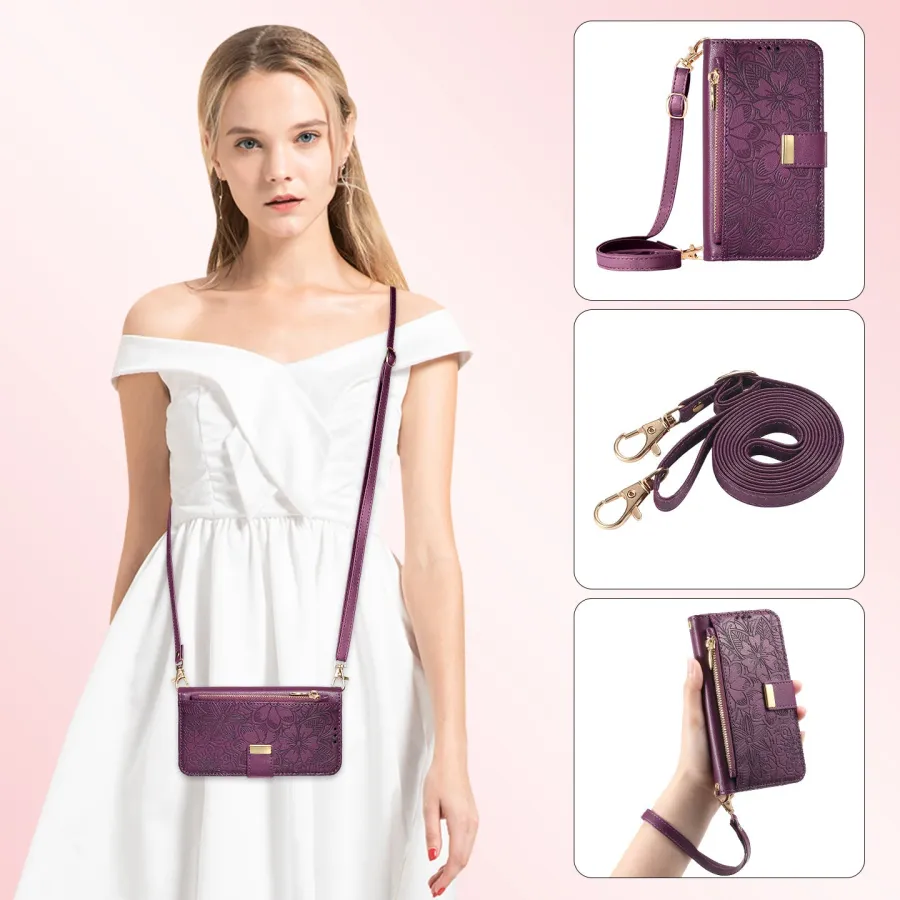 Card Slot Wristband Flip Leather Wallet Case for Samsung